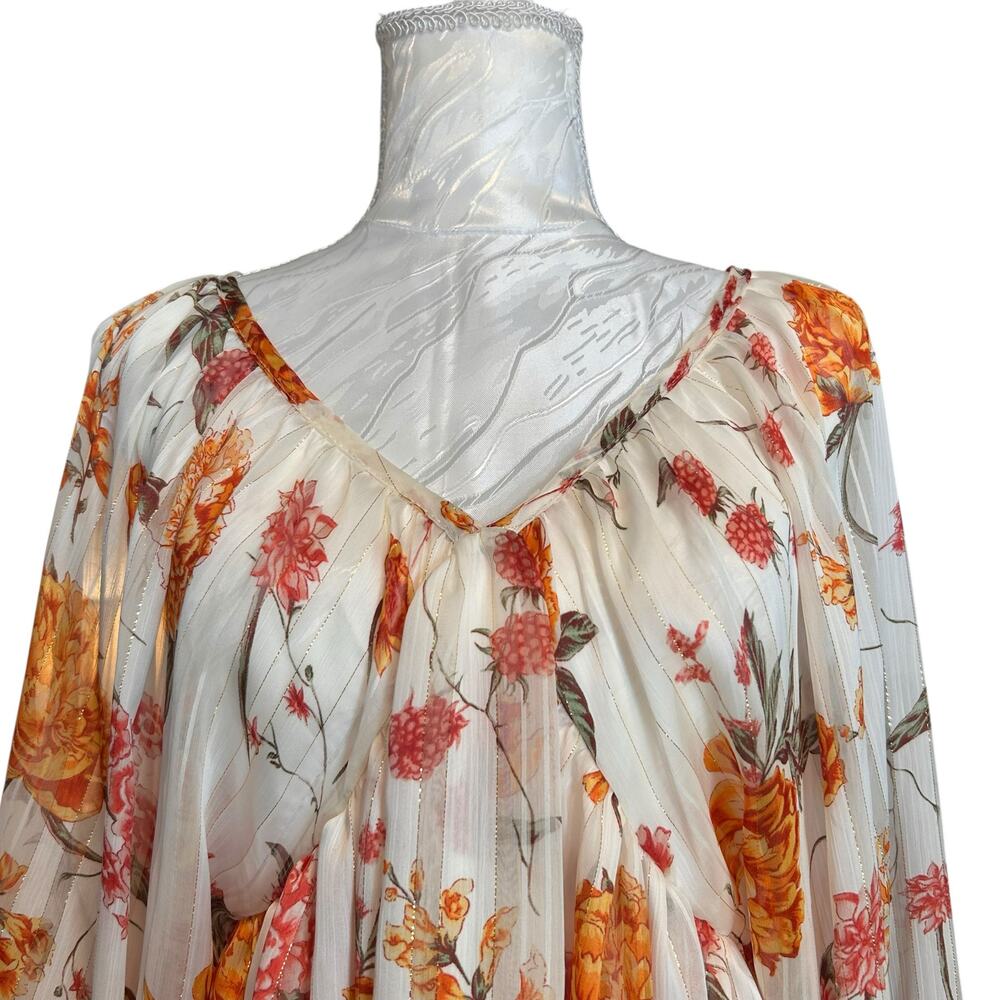 Bucket List Sheer Pleated Metallic Blouse Medium - Picture 5 of 12